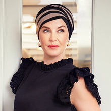 Laden Sie das Bild in den Galerie-Viewer, Shanti Turban mit verschiedenen Lagen in schwarz und braun