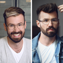 Laden Sie das Bild in den Galerie-Viewer, Toupet, Lacefront, Monomontur, PU Rand, Echthaar, Haarsystem, Haarteil, Herrenhaarteil, Frauenhaarteil, Alopezie, Haarausfall, Haarteil zum kleben, Unsichtbarer Haarersatz, Zweithaar