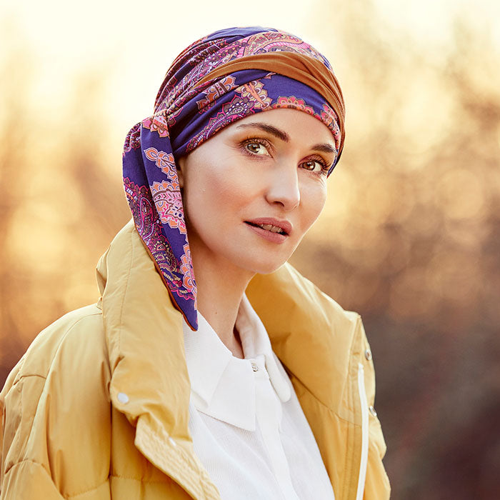 Beatrice Turban w. Ribbons House of Christine Kopfbedeckung bei Chemotherapie